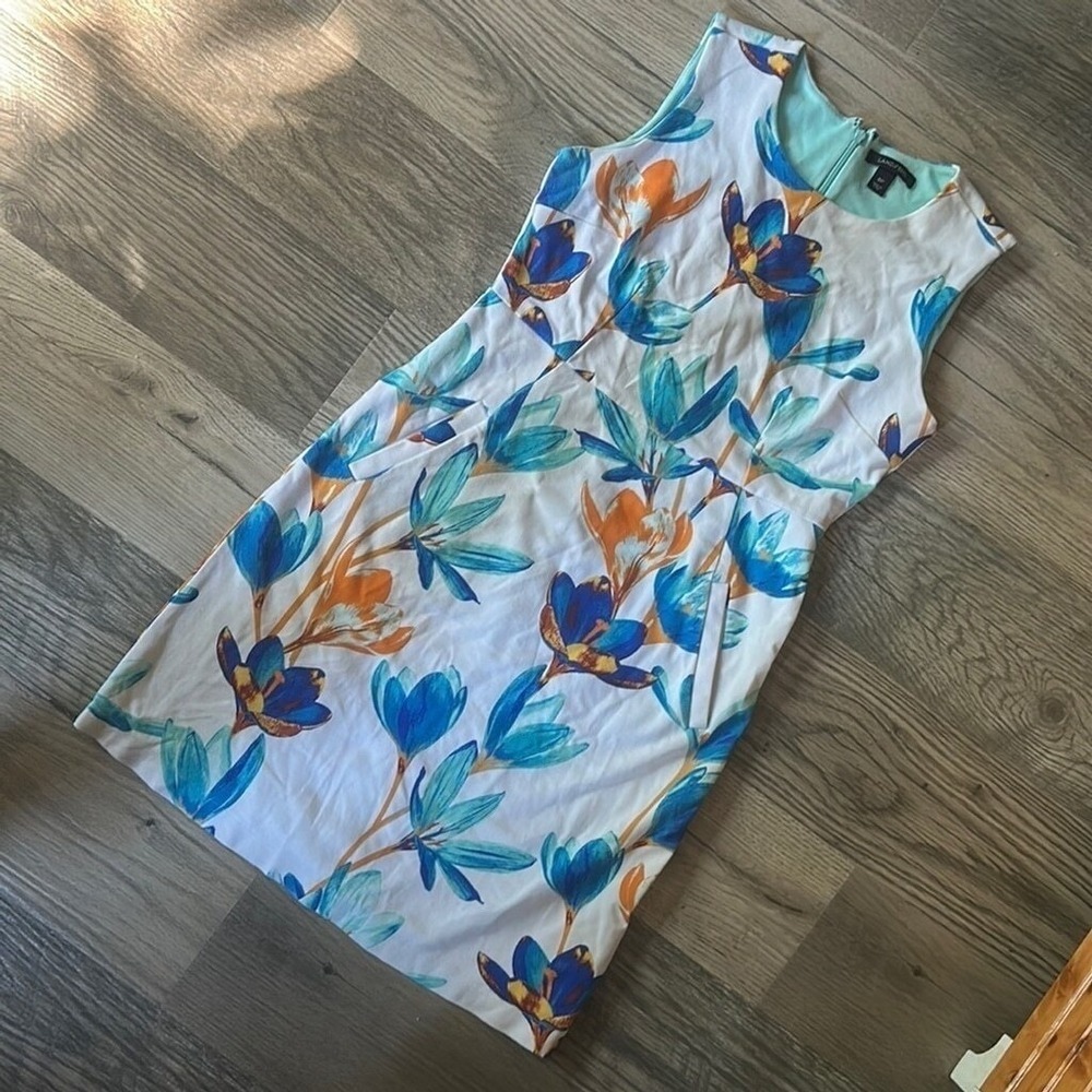 Lands End floral print sleeveless dress women's 8 petite